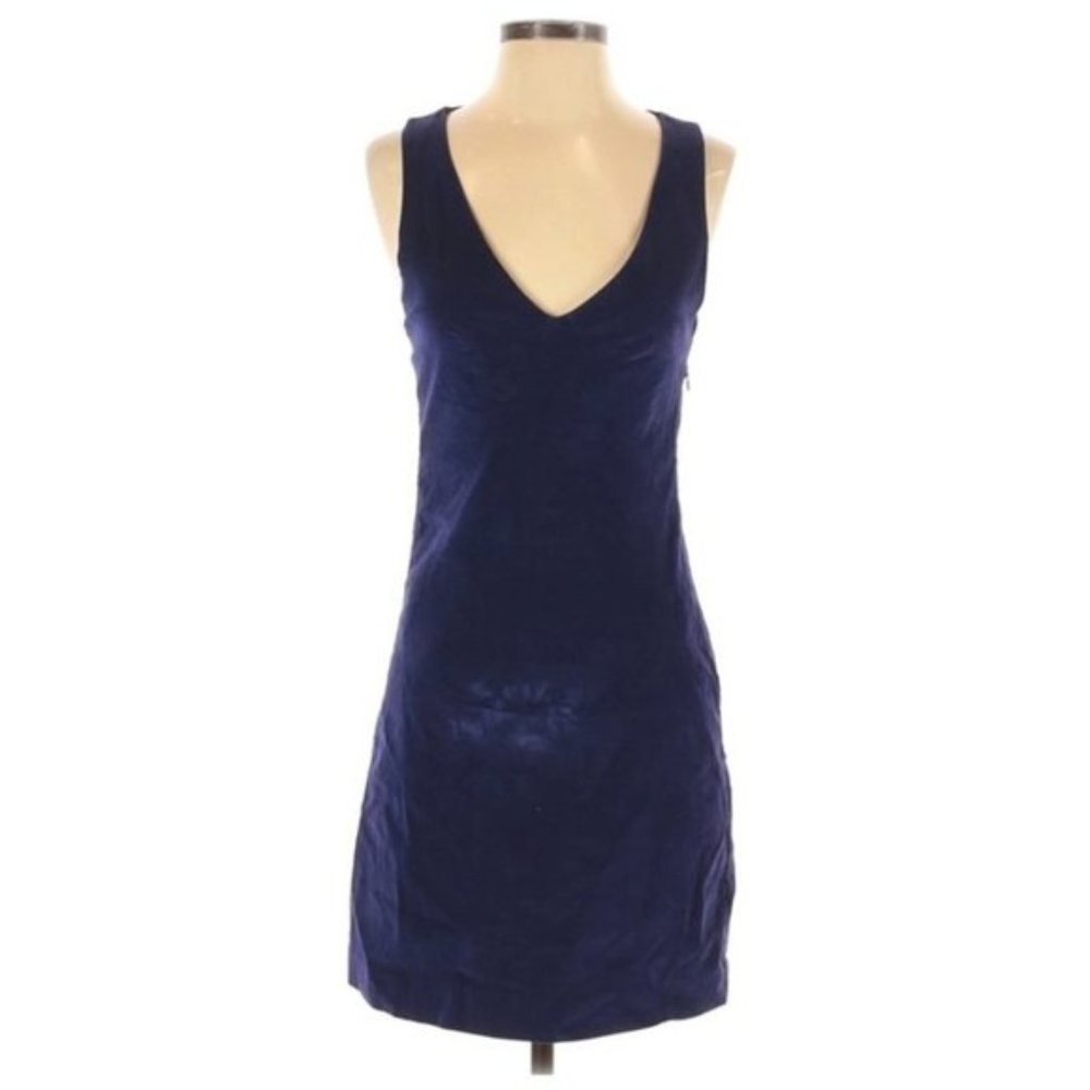 Theory Women's Size 2 Indigo Blue Darnelle Shift Dress Velvet Short Sleeveless